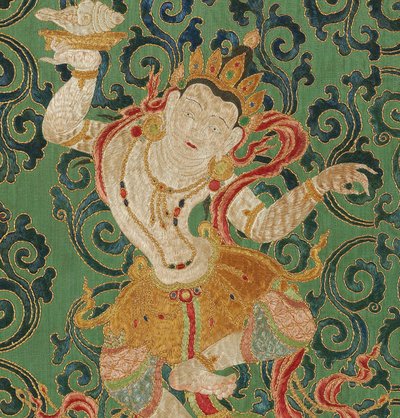 Detalle de Thangka imperial de seda bordada de Ming Dynasty Chinese School
