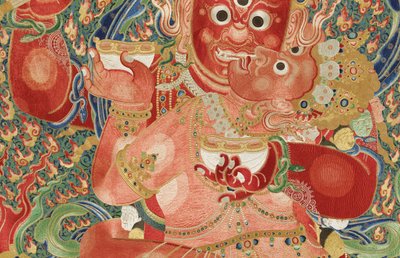 Detalle de Thangka imperial de seda bordada de Ming Dynasty Chinese School