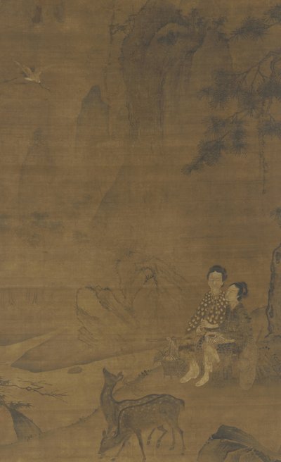 Inmortales femeninas recolectando hierbas de Ming Dynasty Chinese School