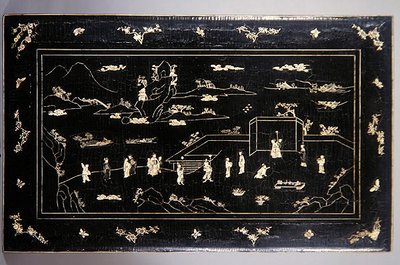 Mesa Kang (madera lacada con incrustaciones de hueso) de Ming Dynasty Chinese School
