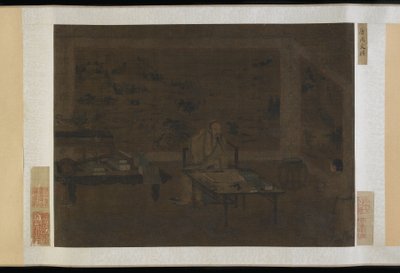 Hombre limpiándose el oído de Ming Dynasty Chinese School