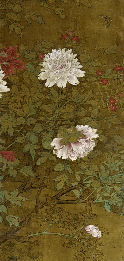 Peonías y mariposa de Ming Dynasty Chinese School