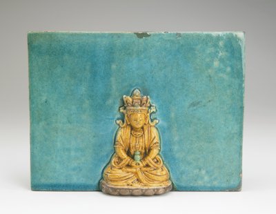 Azulejo con figura del Buda Amitabha de Ming Dynasty Chinese School