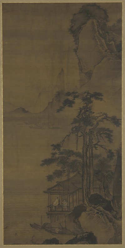 Viendo la luna llena desde un pabellón de agua, finales del siglo XV-principios del siglo XVI de Ming Dynasty Chinese School