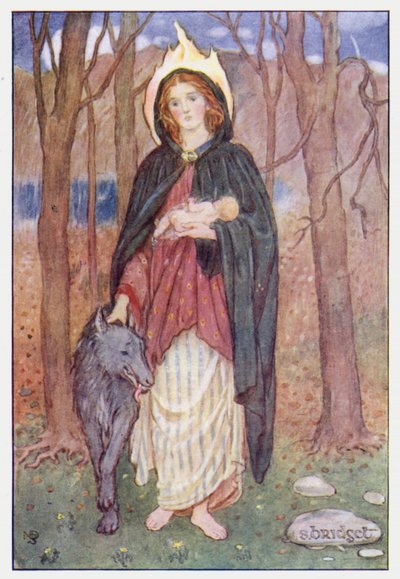 Santa Brígida (litografía en color) de Minnie Didbin Spooner