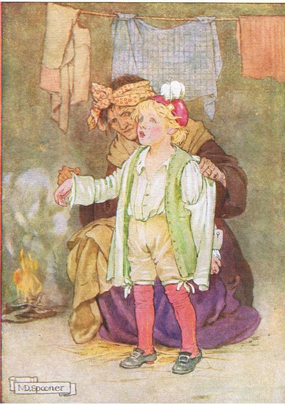Lo despojaron de su terciopelo, sus plumas y sus encajes (del cuento Edwy y el Eco), ilustración de A Staircase of Stories publicado por Thomas Nelson & Sons Ltd 1940