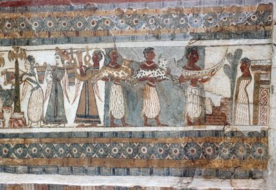 (detalle) fresco en sarcófago de Hagia Triada de Minoan
