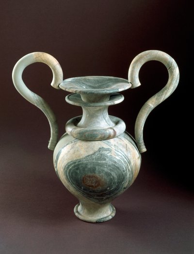 Arte minoico: vaso de culto en mármol. 1450 a.C. De una pila lustral de Zakros, Creta de Minoan