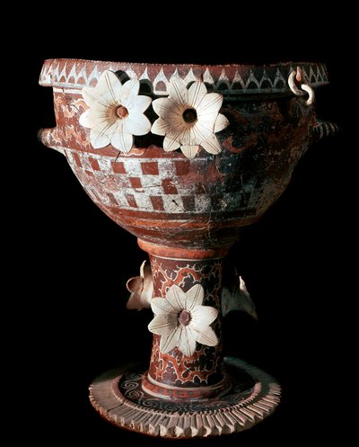 Arte minoico: crátera de terracota con decoraciones del período protopalacial (2100 a 1650 a.C.) de Minoan