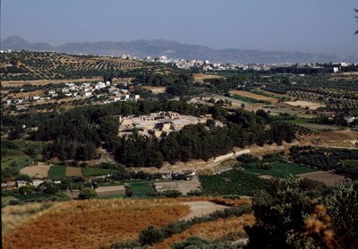 Arte minoico: vista del palacio completo del rey Minos en Cnossos (Knossos). 1600-1400 a.C. Creta de Minoan