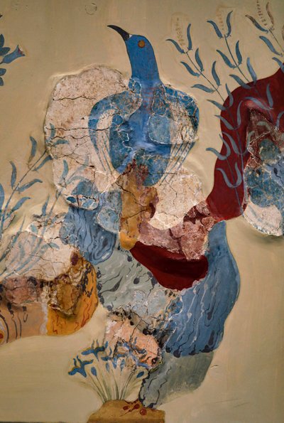 "Pájaro azul" Fresco o "El pájaro azul de Creta". Knossos de Minoan