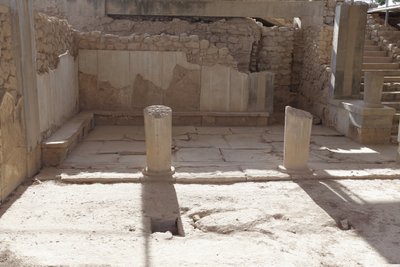 Sitio arqueológico minoico de Phaistos. El megaron de la reina (es decir, los apartamentos de la reina). El más al sur de los 