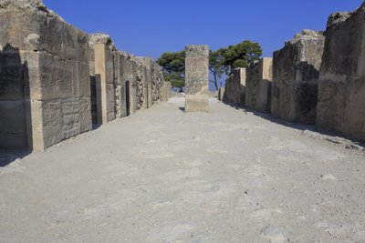 Sitio arqueológico minoico de Phaistos. Los almacenes del oeste. Phaistos, Creta de Minoan