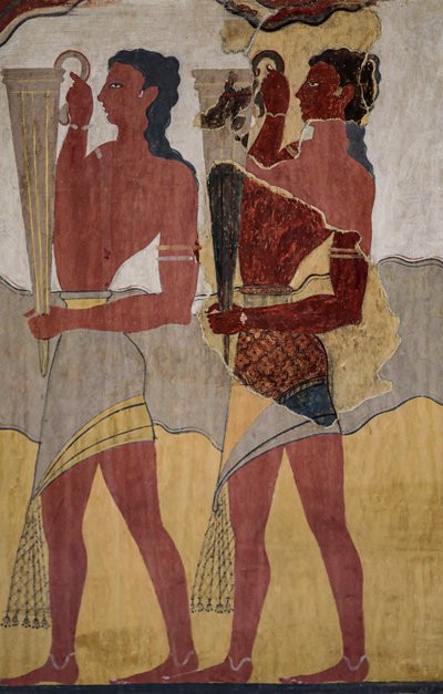 Reconstrucción del fresco de la procesión de Minoan