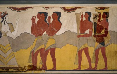 Reconstrucción del fresco de la procesión de Minoan