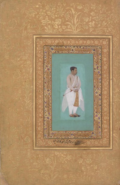 recto: Retrato de Raja Suraj Singh Rathor, verso: Página de caligrafía..., recto: finales del siglo XVI de Mir 