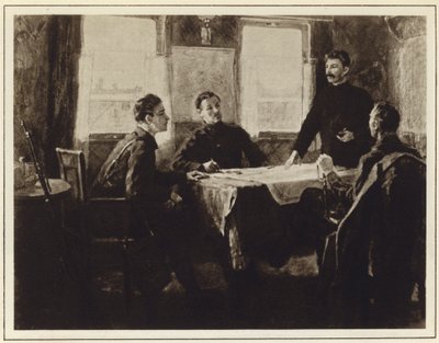 Joseph Stalin en el vagón cuartel general en Tsaritsyn, Guerra Civil Rusa de Mitrofan Borisovic Grekov