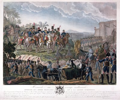Napoleón Rindiendo Homenaje al Valor de los Vencidos, durante la Rendición de Ulm, 20 de octubre de 1805 de Mixille or Mixelle Jean Marie