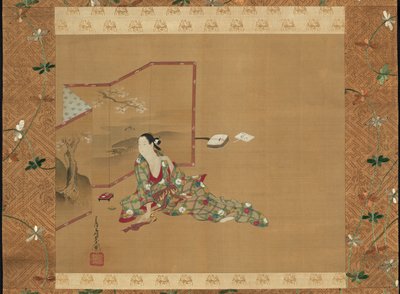 Una belleza detrás de una pantalla de Miyagawa Chōshun