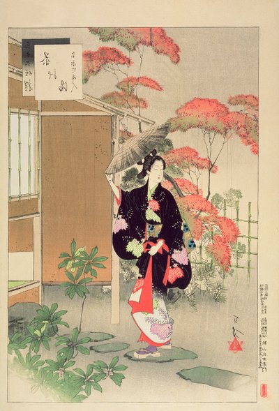 Ceremonia del té: una mujer de la era Hoei, de la serie 