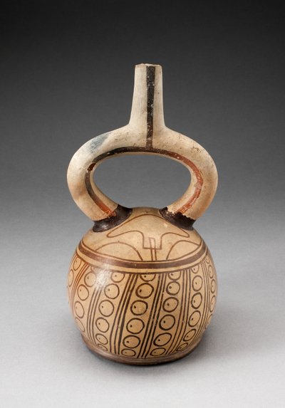 Vasija con Pico de Estribo con Motivos Circulares de Moche