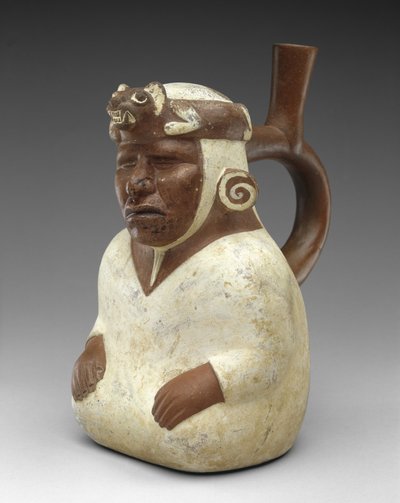 Vasija efigie de chamán ciego de Moche Moche