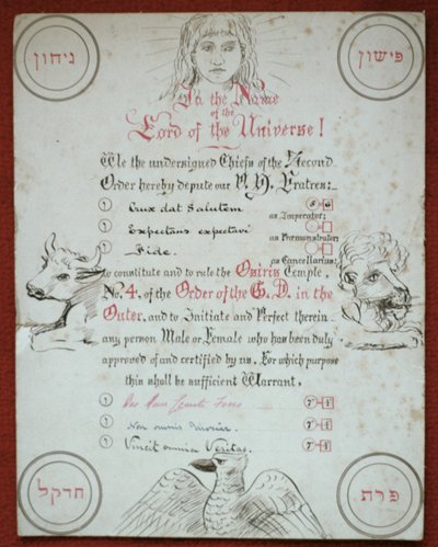Carta del Templo de Osiris No.4 de la Orden Hermética del Amanecer Dorado, 1888 de Moina Mathers