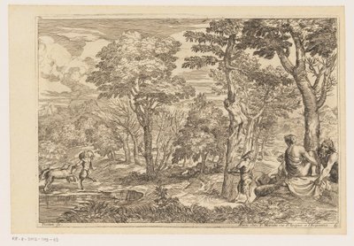 Paisaje forestal con sátiros. Paisajes después de Tiziano (título de la serie) de Moise Jean Baptiste Fouard