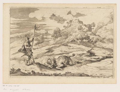 Paisaje con George y el dragón Paisajes después de Tiziano (título de la serie) de Moise Jean Baptiste Fouard