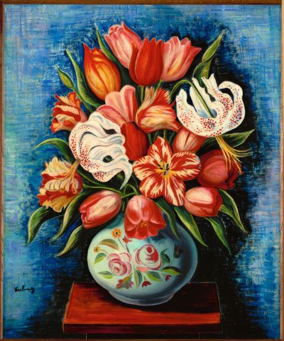 Ramo de flores con tulipanes y lirios de Moise Kisling