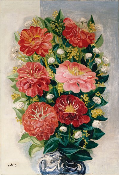 Flores en un jarrón (óleo sobre lienzo) de Moise Kisling