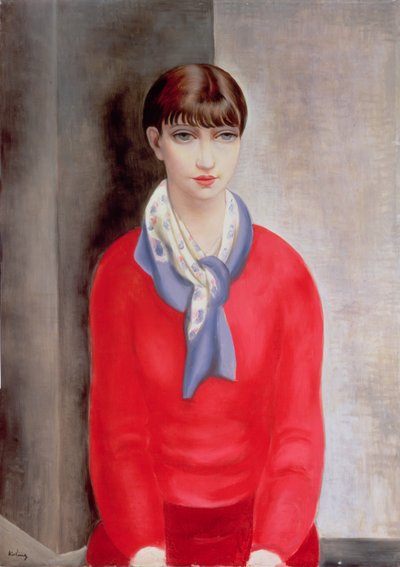 Kiki de Montparnasse con jersey rojo y bufanda azul de Moise Kisling
