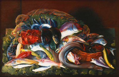 Gran naturaleza muerta con peces; Grande Nature Morte aux Poissons de Moise Kisling
