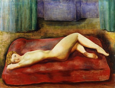 Desnudo en cama roja; Nu au Lit Rouge de Moise Kisling