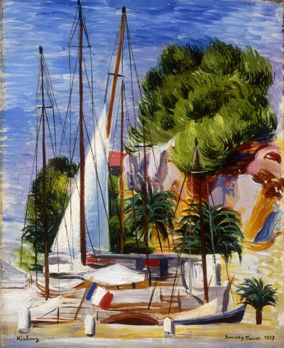Veleros en el Puerto de Sanary; Voiliers dans le Port de Sanary de Moise Kisling