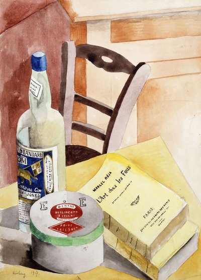 Naturaleza muerta con botellas y libros; Nature Morte a la Bouteilles aux Livres de Moise Kisling