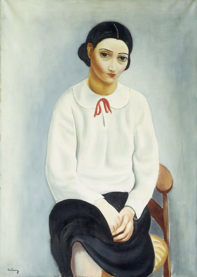 Mujer con blusa blanca; Femme au Chemisier Blanc de Moise Kisling