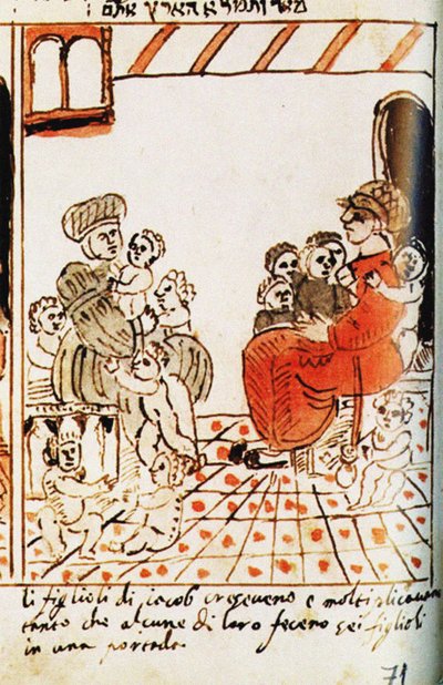 La multiplicación de los israelitas en Egipto. El Códice Choumach Pentateuco de Moisés dal C de Moise del Castellazzo