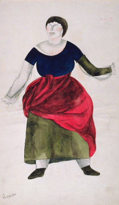 Emilia de la ópera "Otello" de Giuseppe Verdi (1813-1901) (gouache sobre papel) de Moisei Zeligovich Levin