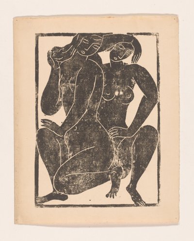 Dos mujeres desnudas agachadas de Moissej Kogan