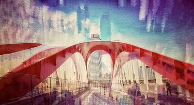 Reflejos en el puente de una ciudad llena de vida de Molly Fu APA