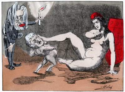 Adolphe Thiers raps Marianne, c.1875 (grabado) de Moloch (1849 1909)