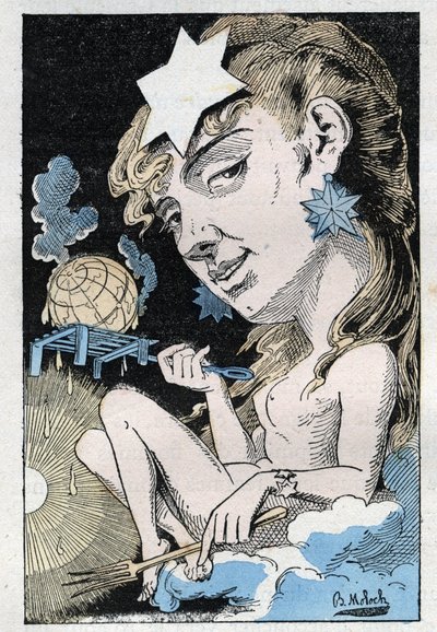 Alegoría de la ola de calor en “Le Trombinoscope” por Touchatout, caricatura de B. Moloch de 1882 (1849-1909). Colección privada de Moloch