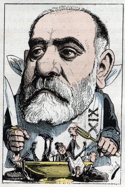 Caricatura que representa al crítico dramático Francisque Sarcey (1827-1899) de Moloch
