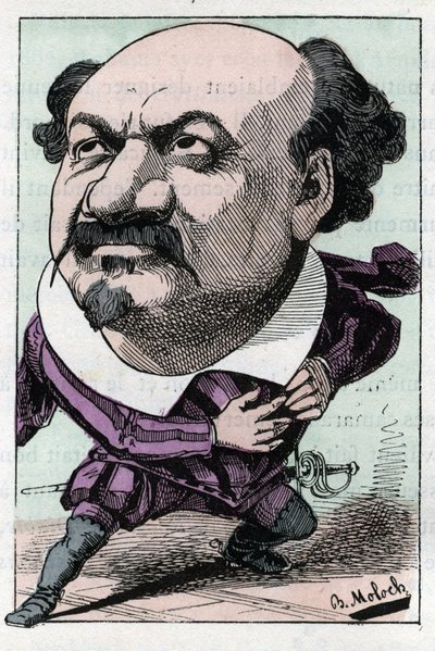 Retrato de Francois Pierre VILLARET (1830-1896) tenor de la ópera entre 1863 y 1882 en “Le Trombinoscope” por Touchatout, caricatura por B. Moloch de 1882 (1849-1909). Colección privada de Moloch