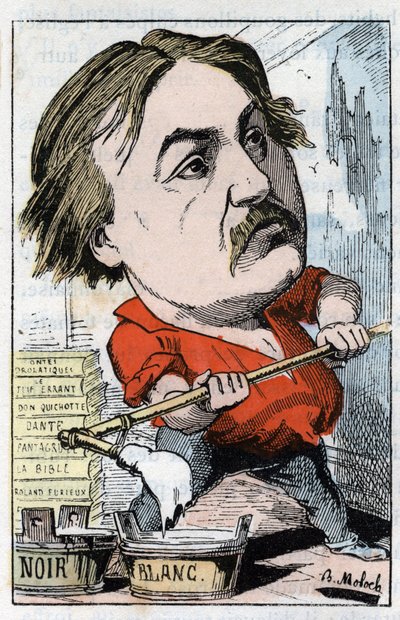 Retrato de Gustave Doré, dibujante y grabador 1832-1883 en “Le Trombinoscope” de Touchatout, caricatura de B. Moloch de 1882 (1849-1909). Colección privada de Moloch