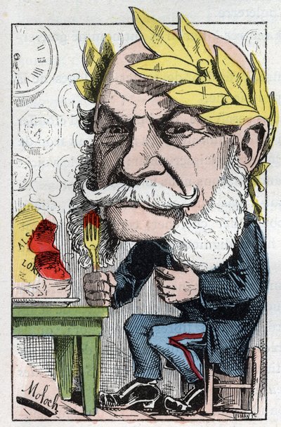 Retrato de Guillermo I (1797-1888), Rey de Prusia y Emperador de Alemania en “The Trombinoscope” por Touchatout, caricatura de B. Moloch de 1882 (1849-1909). Colección privada. de Moloch