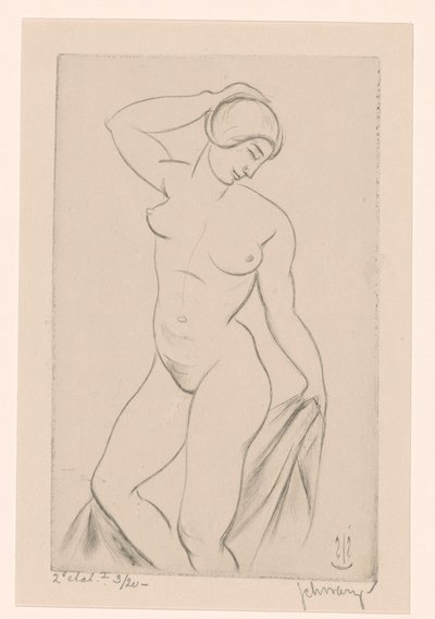 Mujer desnuda con la mano en la cabeza de Mommie Schwarz (signed by artist)