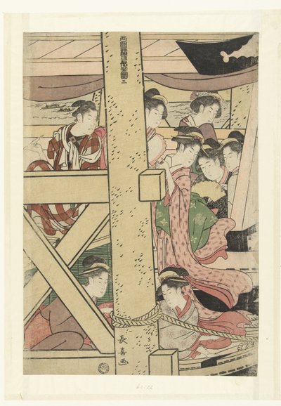 Disfrutando del frío nocturno en un barco en Ryogoku
Ryogokubashi suzumibune no zu (título en el objeto) de Momokawa Chôki
