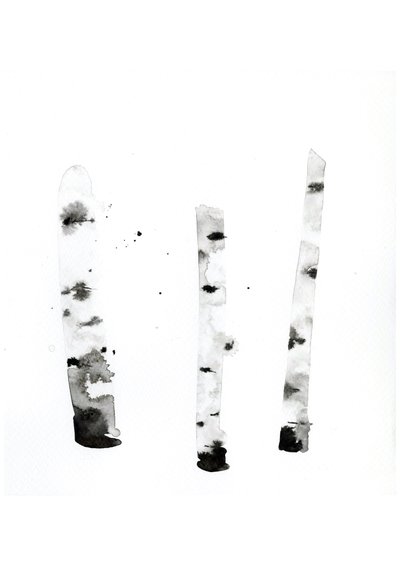 Ghost Birch, 2022 (acuarela sobre papel Langton de 300 g/m² prensado en frío) de Monica Perez Vega
